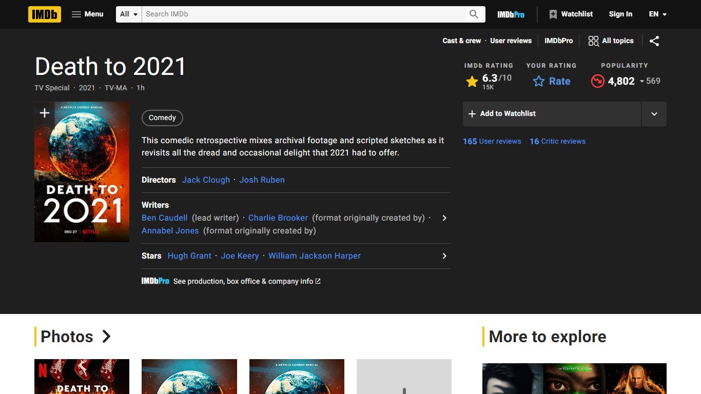 Death to 2021 (TV Special 2021) - IMDb