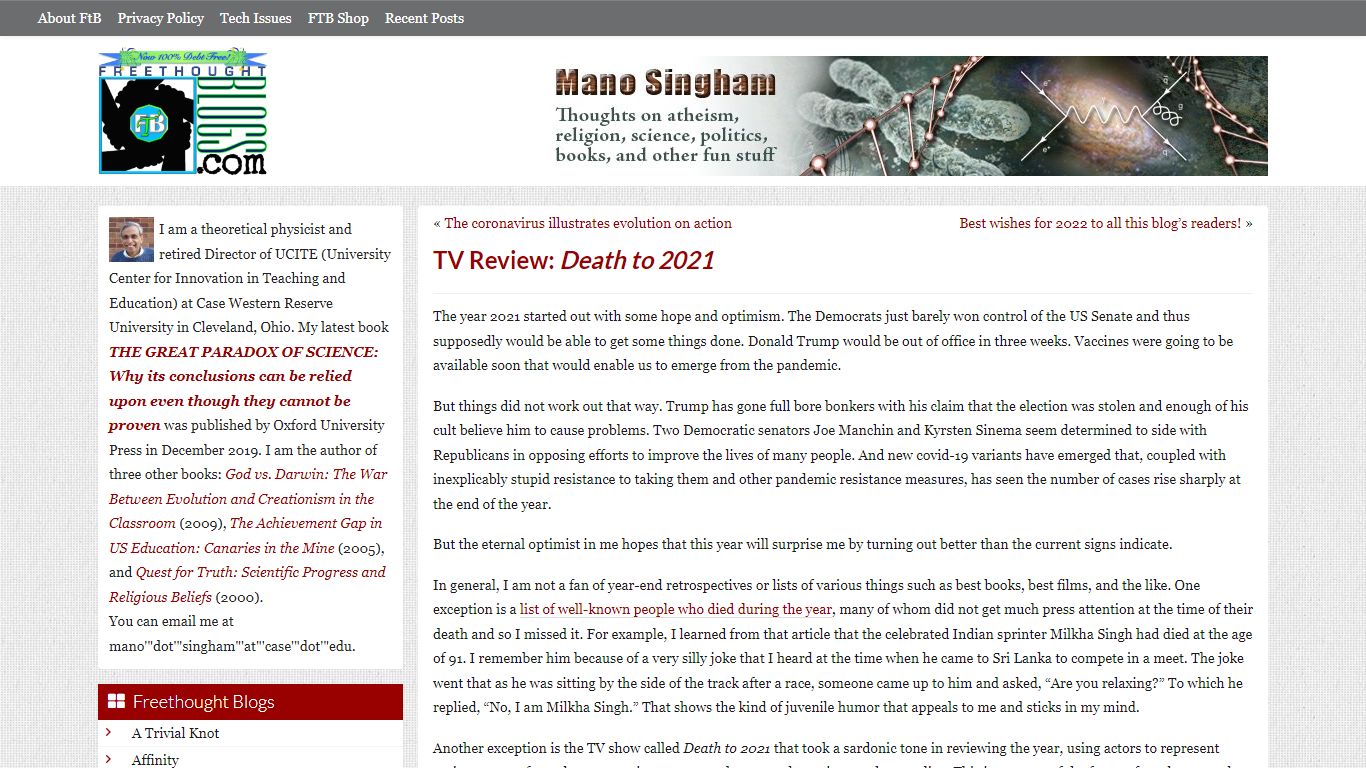 TV Review: Death to 2021 - Mano Singham